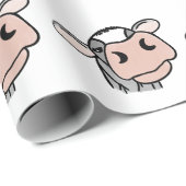 Cartoon Kuh Schwarz-weiß rosa Kuss graues Nutztier Geschenkpapier (Rolleneckpunkt)