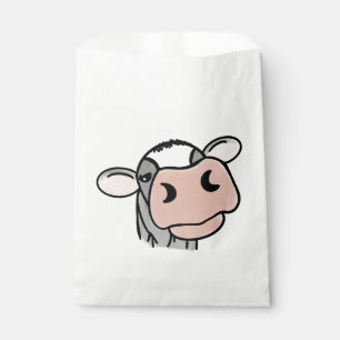 Cartoon Kuh Schwarz-weiß rosa Kuss graues Nutztier Geschenktütchen