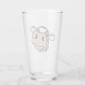 Cartoon Kuh Schwarz-weiß rosa Kuss graues Nutztier Glas (Rückseite)