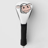 Cartoon Kuh Schwarz-weiß rosa Kuss graues Nutztier Golf Headcover (Vorderseite)