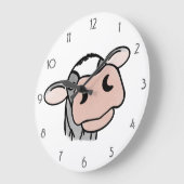 Cartoon Kuh Schwarz-weiß rosa Kuss graues Nutztier Große Wanduhr (Winkel)
