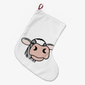 Cartoon Kuh Schwarz-weiß rosa Kuss graues Nutztier Großer Weihnachtsstrumpf (Vorderansicht (hängend))