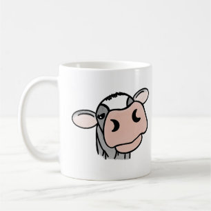 Cartoon Kuh Schwarz-weiß rosa Kuss graues Nutztier Kaffeetasse