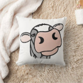 Cartoon Kuh Schwarz-weiß rosa Kuss graues Nutztier Kissen (Decke)