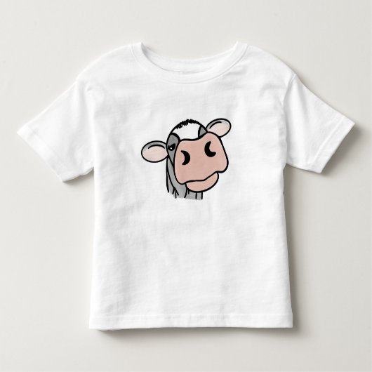 Cartoon Kuh Schwarz-weiß rosa Kuss graues Nutztier Kleinkind T-shirt (Vorderseite)