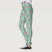 Cartoon Kuh Schwarz-weiß rosa Kuss graues Nutztier Leggings (Links)