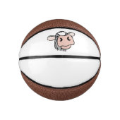 Cartoon Kuh Schwarz-weiß rosa Kuss graues Nutztier Mini Basketball (Vorderseite)