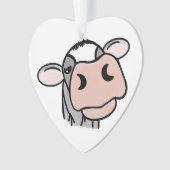 Cartoon Kuh Schwarz-weiß rosa Kuss graues Nutztier Ornament (Vorderseite)