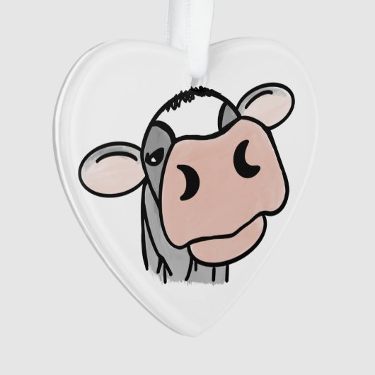 Cartoon Kuh Schwarz-weiß rosa Kuss graues Nutztier Ornament (Vorderseite)