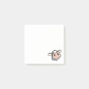 Cartoon Kuh Schwarz-weiß rosa Kuss graues Nutztier Post-it Klebezettel