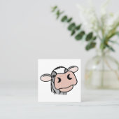 Cartoon Kuh Schwarz-weiß rosa Kuss graues Nutztier Quadratische Visitenkarte (Stehend Vorderseite)