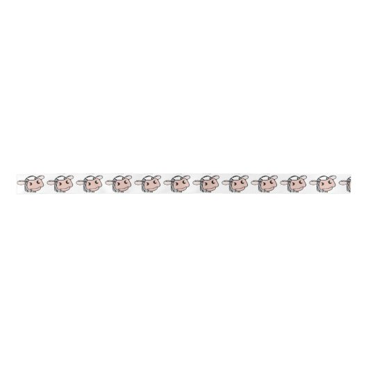 Cartoon Kuh Schwarz-weiß rosa Kuss graues Nutztier Satinband (Vorderseite)