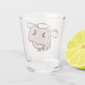 Cartoon Kuh Schwarz-weiß rosa Kuss graues Nutztier Schnapsglas (Rückseite)