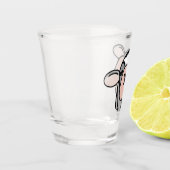 Cartoon Kuh Schwarz-weiß rosa Kuss graues Nutztier Schnapsglas (Links)