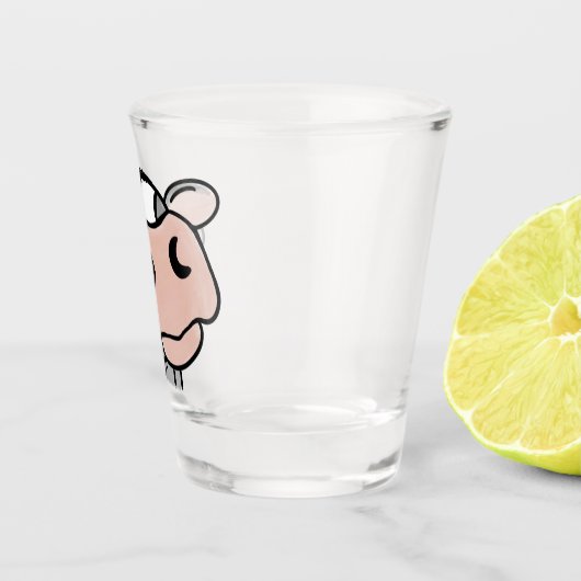Cartoon Kuh Schwarz-weiß rosa Kuss graues Nutztier Schnapsglas (Rechts)