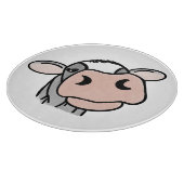 Cartoon Kuh Schwarz-weiß rosa Kuss graues Nutztier Schneidebrett (Ecke)