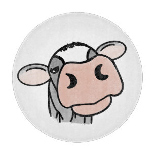 Cartoon Kuh Schwarz-weiß rosa Kuss graues Nutztier Schneidebrett
