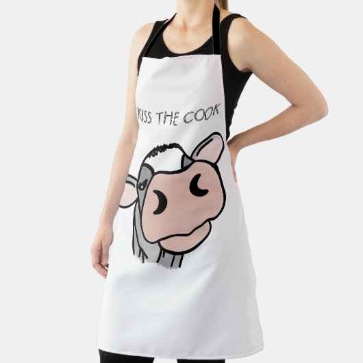 Cartoon Kuh Schwarz-weiß rosa Kuss graues Nutztier Schürze (InSitu)