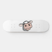 Cartoon Kuh Schwarz-weiß rosa Kuss graues Nutztier Skateboard (Horizontal)