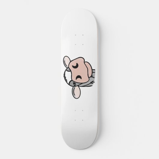 Cartoon Kuh Schwarz-weiß rosa Kuss graues Nutztier Skateboard (Vorderseite)