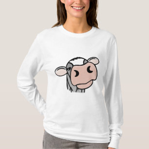 Cartoon Kuh Schwarz-weiß rosa Kuss graues Nutztier T-Shirt
