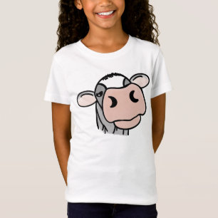 Cartoon Kuh Schwarz-weiß rosa Kuss graues Nutztier T-Shirt