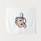 Cartoon Kuh Schwarz-weiß rosa Kuss graues Nutztier Wandteppich (Vorderseite (Horizontal))