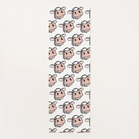 Cartoon Kuh Schwarz-weiß rosa Kuss graues Nutztier Yogamatte (Vorderseite)