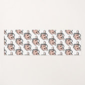 Cartoon Kuh Schwarz-weiß rosa Kuss graues Nutztier Yogamatte (Vorderseite (Horizontal))