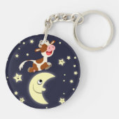 Cartoon Kuh sprang über den Mond Akryllischen Schl Schlüsselanhänger (Rückseite)