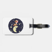 Cartoon Kuh sprang über den Mond-Gepäckanhänger Gepäckanhänger (Rückseite horizontal)