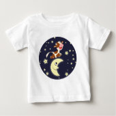Cartoon Kuh springt über den Mond Baby T - Shirt (Vorderseite)