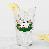 Cartoon Kuh Szene 16 oz Getränkeglas