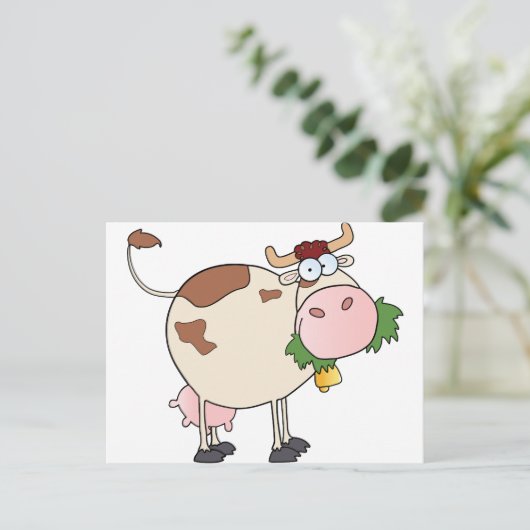 Cartoon Kuh-Zeichen Postkarte (Stehend Vorderseite)