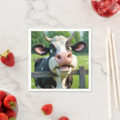 Cartoon Kuh zinnt über einen Zaun Serviette (Beispiel)