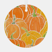Cartoon Kürbis, niedliches Herbstmuster. Ornament Aus Glas (Rückseite)