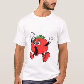Cartoon La Tomatina schockierte Tomate T-Shirt (Vorderseite)