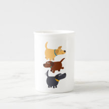 Cartoon Labradors in 3 Aromen Knochen-China-Tasse