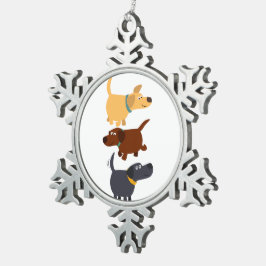 Cartoon Labradors in 3 Aromen Zinnschmuck Schneeflocken Zinn-Ornament