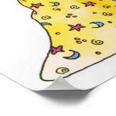 Cartoon, Lächelender Zauberer mit langem weißem Ba Poster (Ecke)