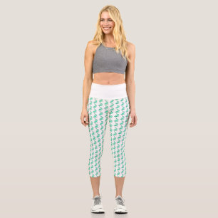 Cartoon lächelnd Hai Minze blaugrünes Ozeantier Capri Leggings