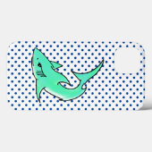 Cartoon lächelnd Hai Minze blaugrünes Ozeantier Case-Mate iPhone Hülle (Rückseite (Horizontal))