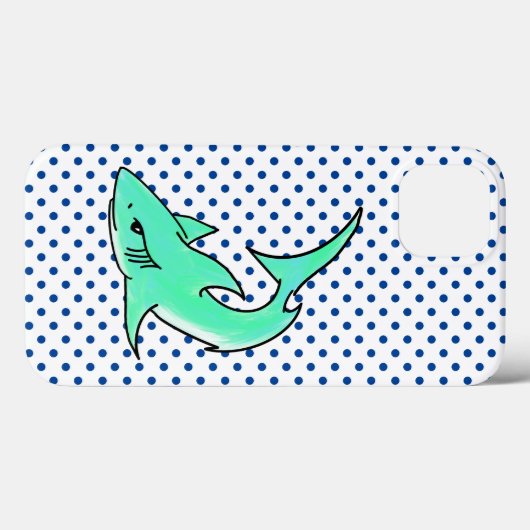 Cartoon lächelnd Hai Minze blaugrünes Ozeantier Case-Mate iPhone Hülle (Rückseite (Horizontal))