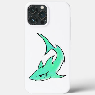 Cartoon lächelnd Hai Minze blaugrünes Ozeantier Case-Mate iPhone Hülle