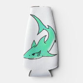 Cartoon lächelnd Hai Minze blaugrünes Ozeantier Flaschenkühler (Vorderseite)