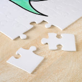 Cartoon lächelnd Hai Minze blaugrünes Ozeantier Puzzle (Seite)