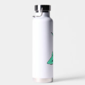 Cartoon lächelnd Hai Minze blaugrünes Ozeantier Trinkflasche (Rechts)