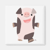 Cartoon Lächelnder Schweinemagnet Magnet (Vorne)
