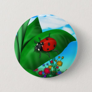 Cartoon Lady Bug Button