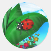 Cartoon Lady Bug Runder Aufkleber (Vorderseite)